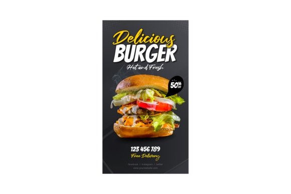 Burger Instagram Story Template for Fast Edits