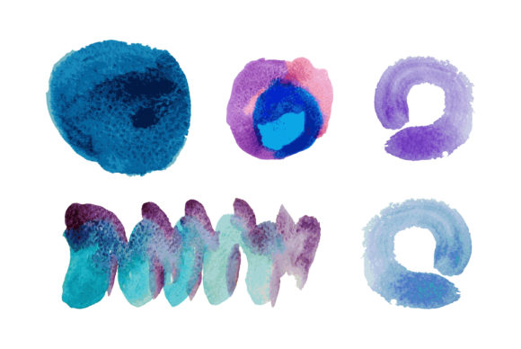 Watercolor Round Paint Stains Elements for Creative Design